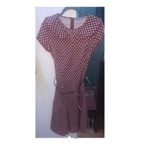 Burgundy polka dot dress
